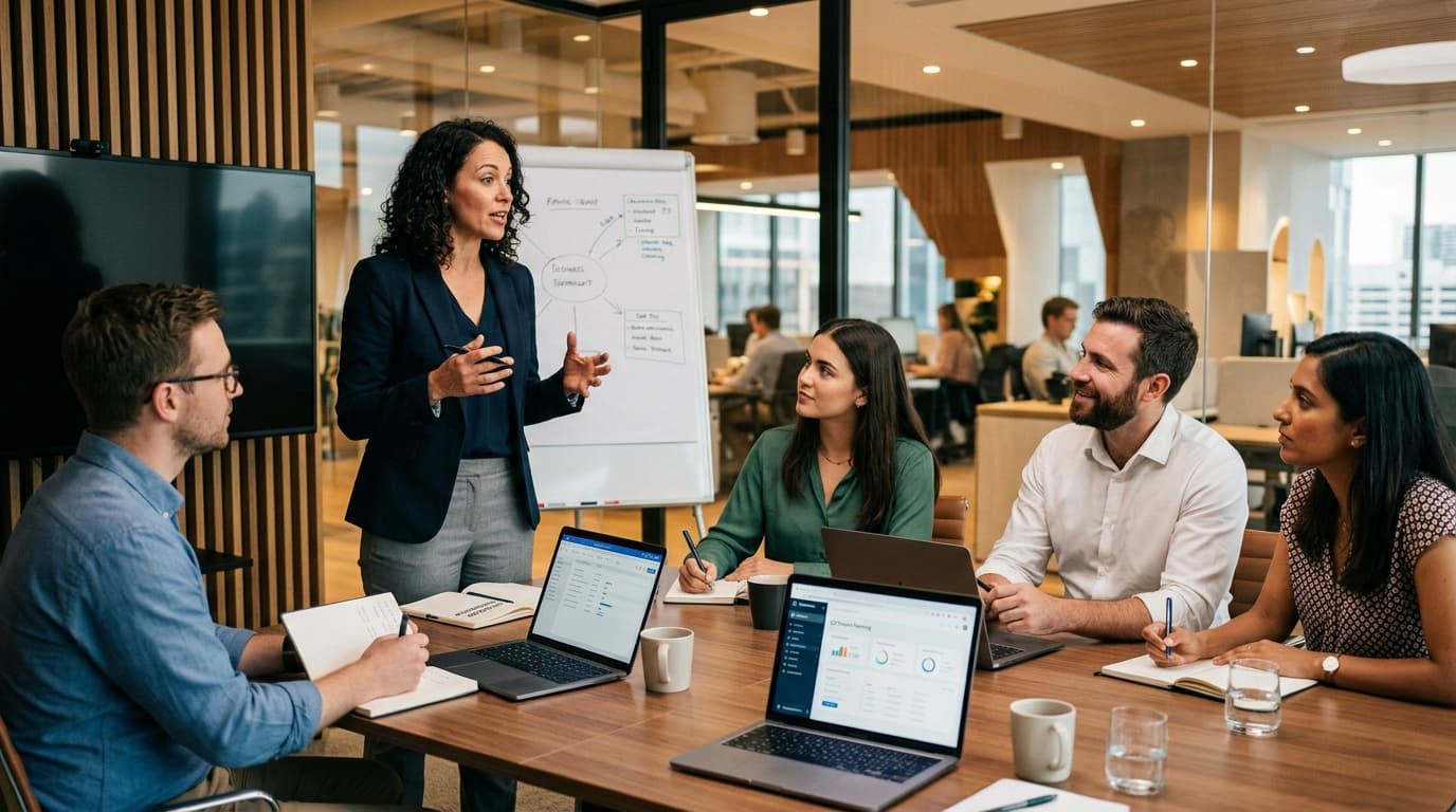 AI Deployment Specialist leading a workshop with a business team